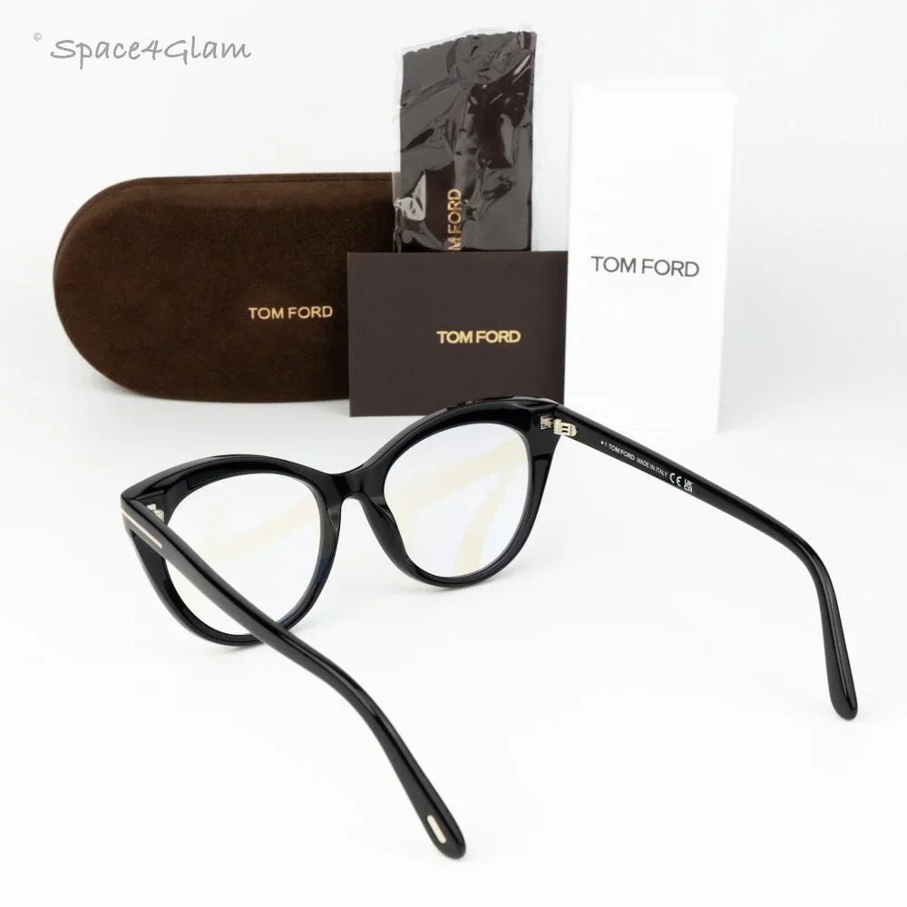 Tom Ford Women Eyeglasses Black Blue Block Cat Eye FT6091-B 001 NEW AUTHENTIC